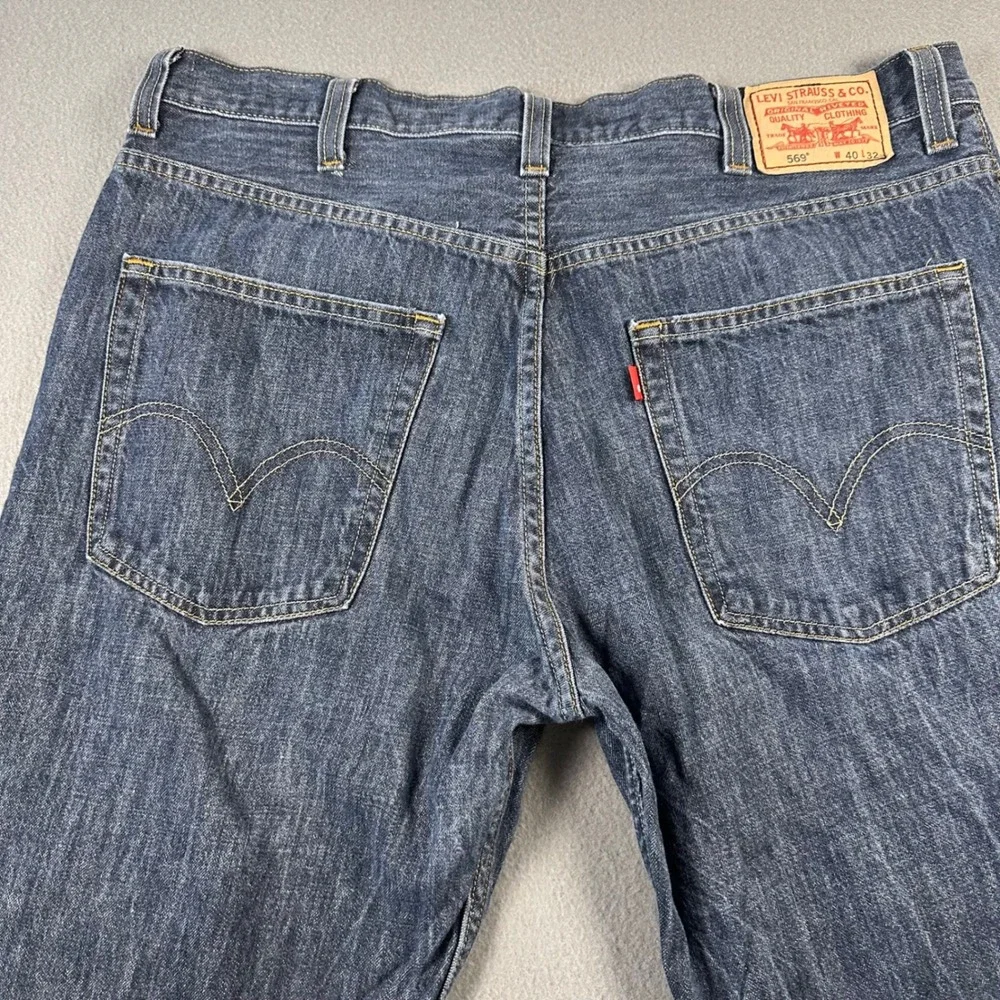 Levis 569 Loose Straight Jeans Mens 40x30 Dark Wash Blue Denim 100% Cotton